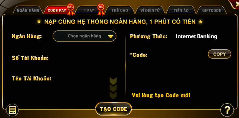 Nạp tiền Hitclub bằng Code Pay